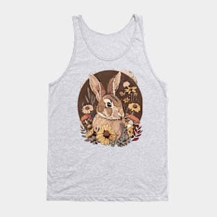 Vintage Spring Flowers Cottagecore Moon Rabbit Woodland Forest Tank Top